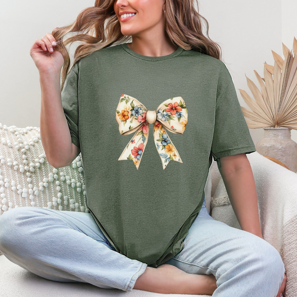 Hazel Blues® |  Coquette Floral Bow Graphic Tee