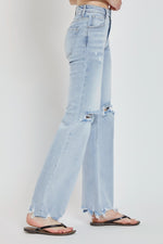 Hazel Blues® |  RISEN High Rise Distressed Wide Leg Jeans