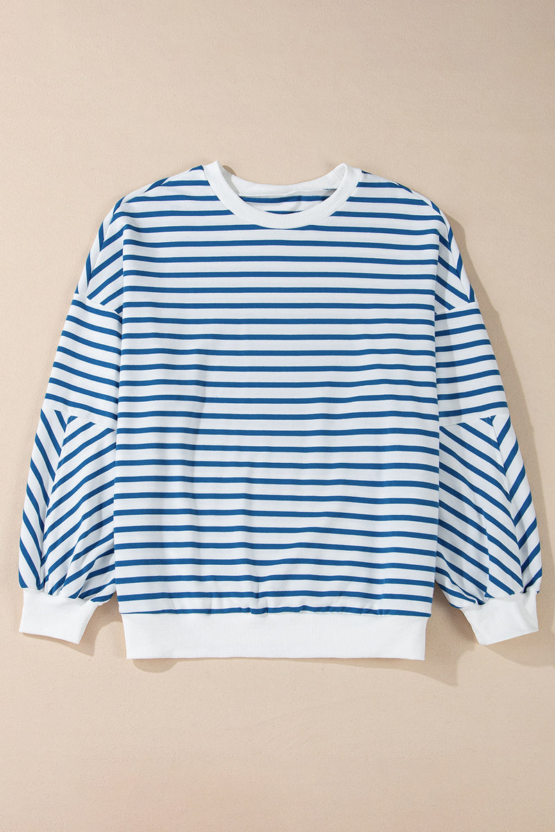 Hazel Blues® |  Striped Round Neck Long Sleeve Sweatshirt