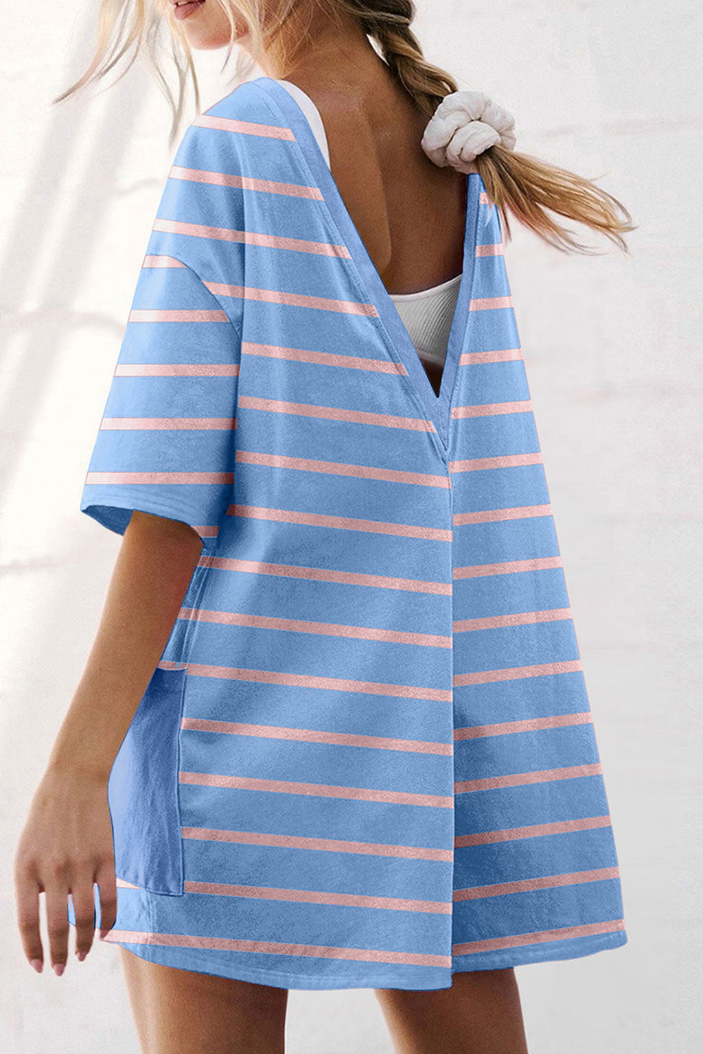 Hazel Blues® |  Stripe Right Romper | Striped V-Neck Romper