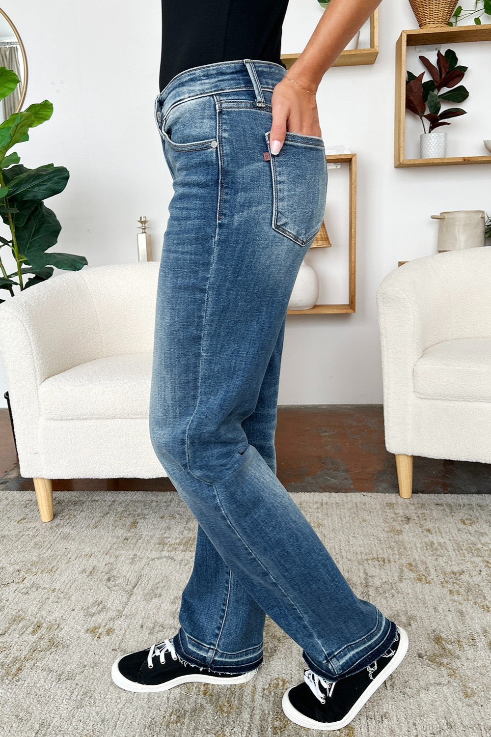 Hazel Blues® |  Judy Blue Mid Rise Release Hem Jeans