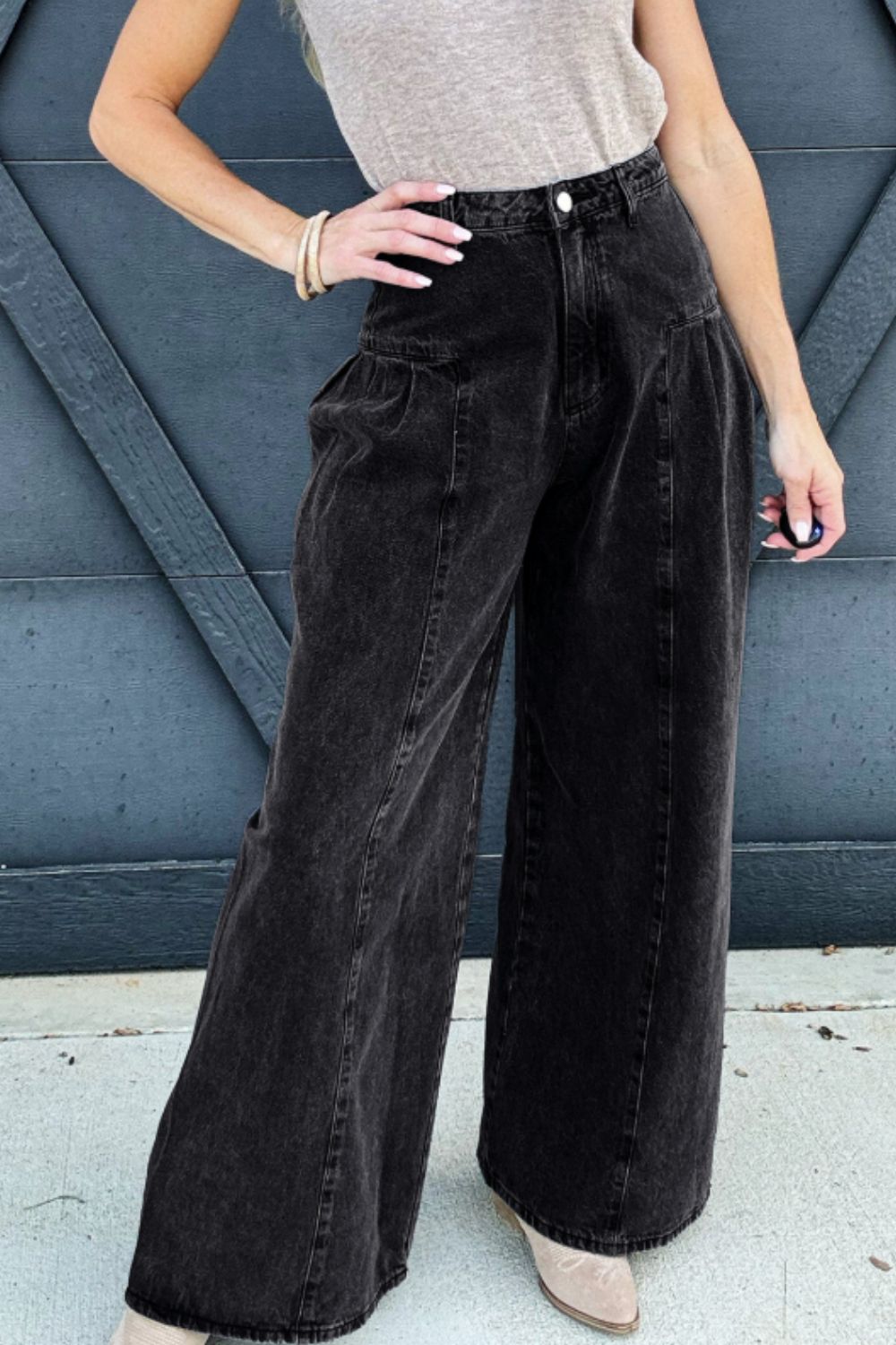 Hazel Blues® |  High Rise Wide Leg Jeans with Pockets