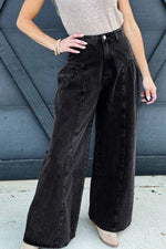 Hazel Blues® |  High Rise Wide Leg Jeans with Pockets