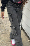 Hazel Blues® |  Washed Jeans with Cargo Pockets