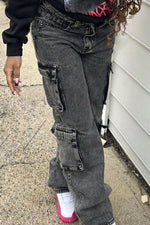 Hazel Blues® |  Washed Jeans with Cargo Pockets