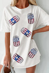 Hazel Blues® |  White Sequin American Flag Can Oversized Graphic Tee