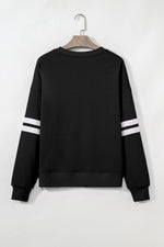 Hazel Blues® |  Evergreen Varsity Striped Detail Drop Shoulder Oversized Sweatshirt