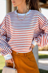 Hazel Blues® |  Striped Dropped Shoulder Long Sleeve Sweatshirt