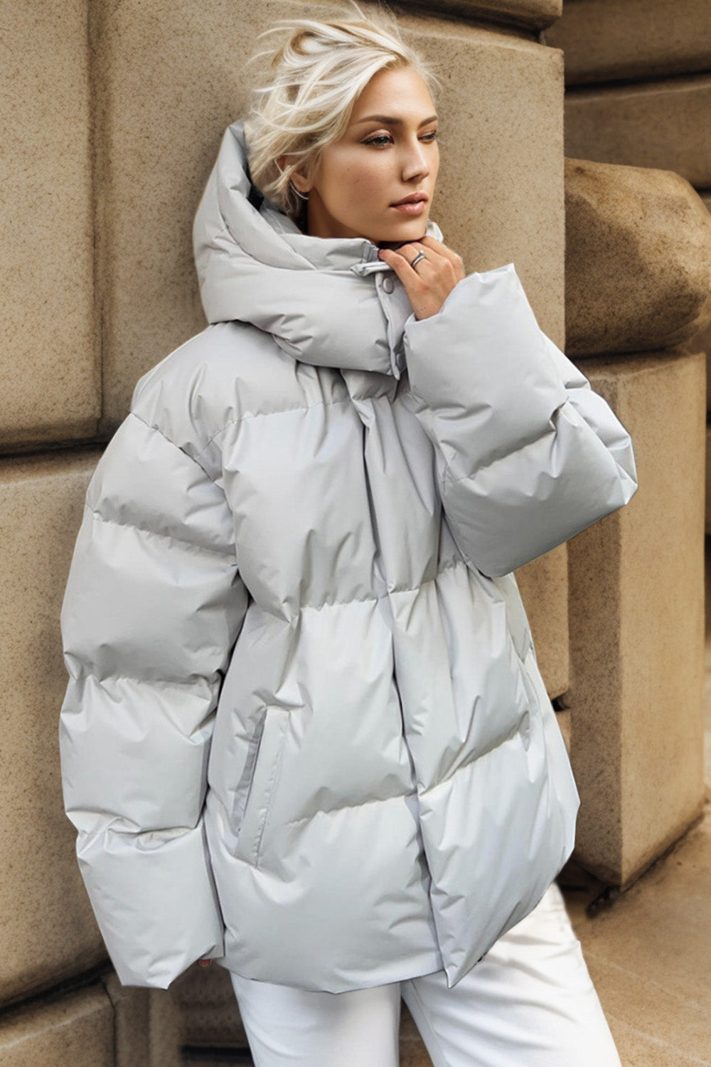 Hazel Blues® |  Pocketed Zip Up Hooded Puffer Jacket