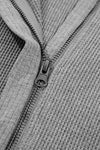 Hazel Blues® |  Gray Waffle Splicing Zip Up Front Button Hooded Jacket