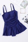 Hazel Blues® |  Ruched Square Neck Sleeveless One-Piece Swimwear