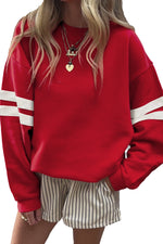 Hazel Blues® |  Evergreen Varsity Striped Detail Drop Shoulder Oversized Sweatshirt