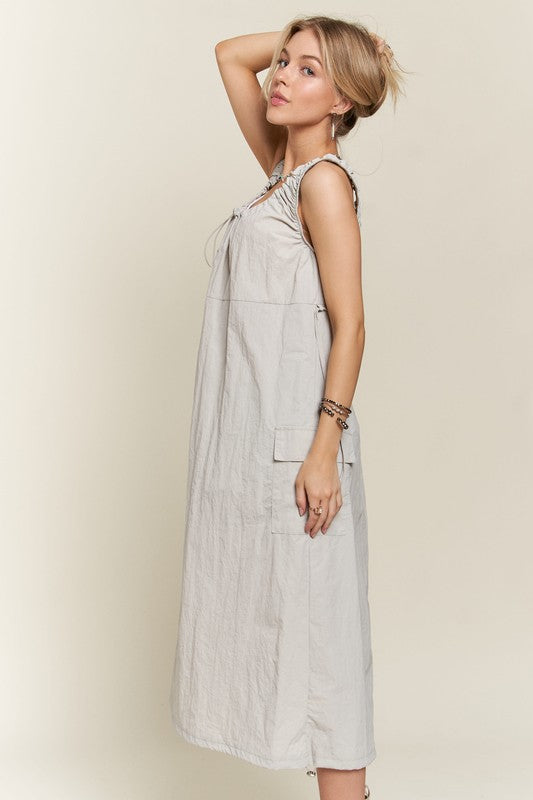 Hazel Blues® |  ADORA Drawstring Slit Back Cargo Dress