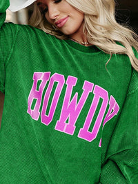 Hazel Blues® |  HOWDY Graphic Round Neck Sweatshirt