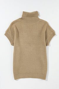 Hazel Blues® |  Solid Color Turtleneck Short Sleeve Sweater