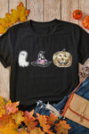 Hazel Blues® |  Black Halloween Sequin Pattern Patched Crewneck Tee