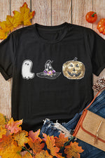 Hazel Blues® |  Black Halloween Sequin Pattern Patched Crewneck Tee