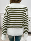 Hazel Blues® |  Striped Collared Neck Long Sleeve Sweater