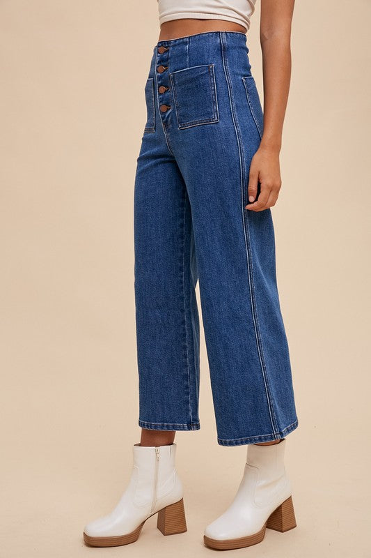 Hazel Blues® |  Annie Wear Button Fly High Waist Jeans