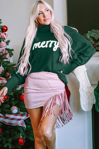 Hazel Blues® |  Double Take Merry Christmas Turtleneck Long Sleeve Sweater