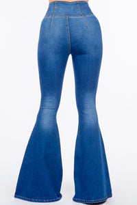 Hazel Blues® |  American Bazi High Waist Pull On Flare Jeans