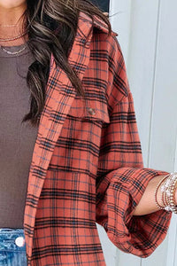 Hazel Blues® |  Plaid Collared Neck Long Sleeve Shirt