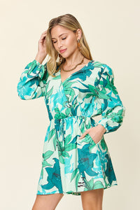 Hazel Blues® |  Double Take Floral Long Sleeve Romper with Pockets