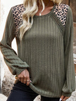 Hazel Blues® |  Leopard Round Neck Long Sleeve T-Shirt