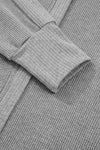 Hazel Blues® |  Gray Waffle Splicing Zip Up Front Button Hooded Jacket