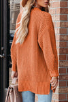 Hazel Blues® |  Gold Flame Button Front V Neck Chunky Cardigan Sweater