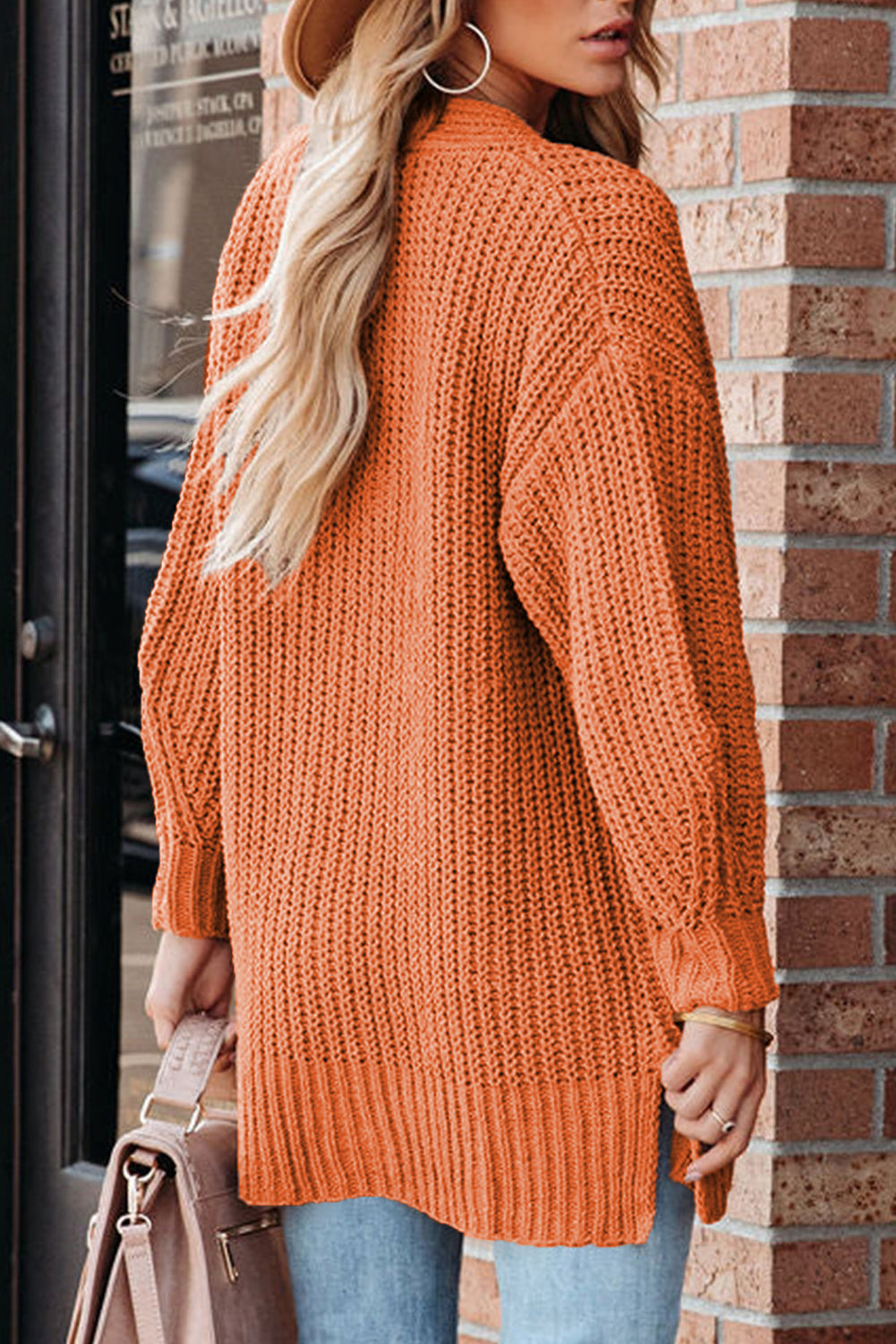 Hazel Blues® |  Gold Flame Button Front V Neck Chunky Cardigan Sweater