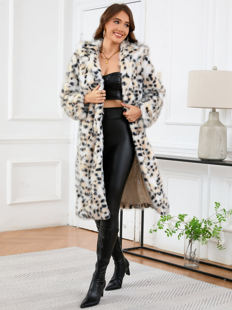 Hazel Blues® |  Thermal Leopard Faux Fur Hooded Outerwear