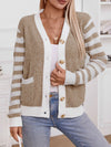 Hazel Blues® |  Striped Button Up Long Sleeve Cardigan