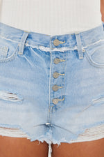 Hazel Blues® |  Kancan Distressed Button Fly Denim Shorts