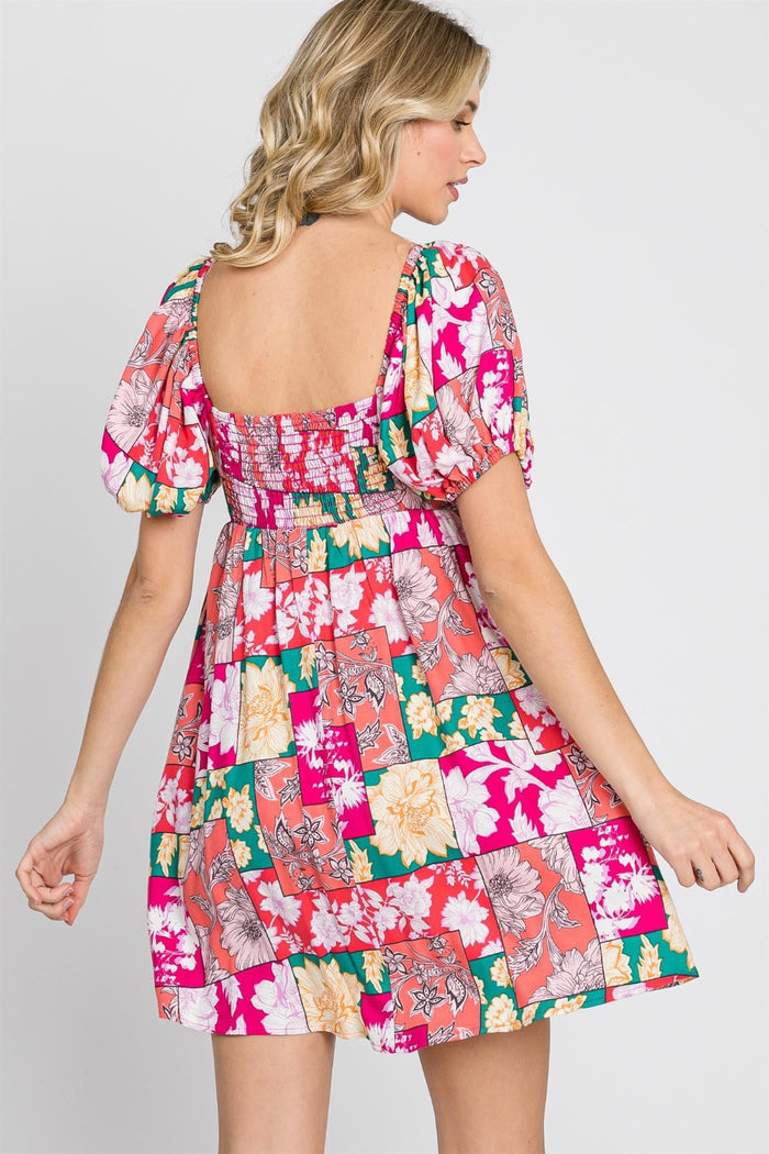 Hazel Blues® |  GeeGee Floral Ruff Sleeve Mini Dress