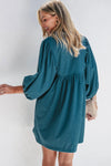 Hazel Blues® |  Quarter Snap Three-Quarter Sleeve Dress with Pockets