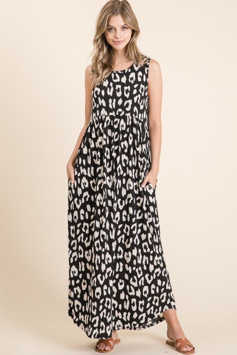 Hazel Blues® |  BOMBOM Leopard Maxi Dress with Pockets