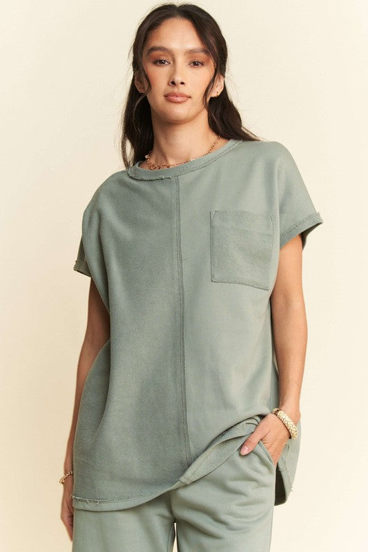 Hazel Blues® |  Davi & Dani Round Neck Short Sleeve Top and Pants Set