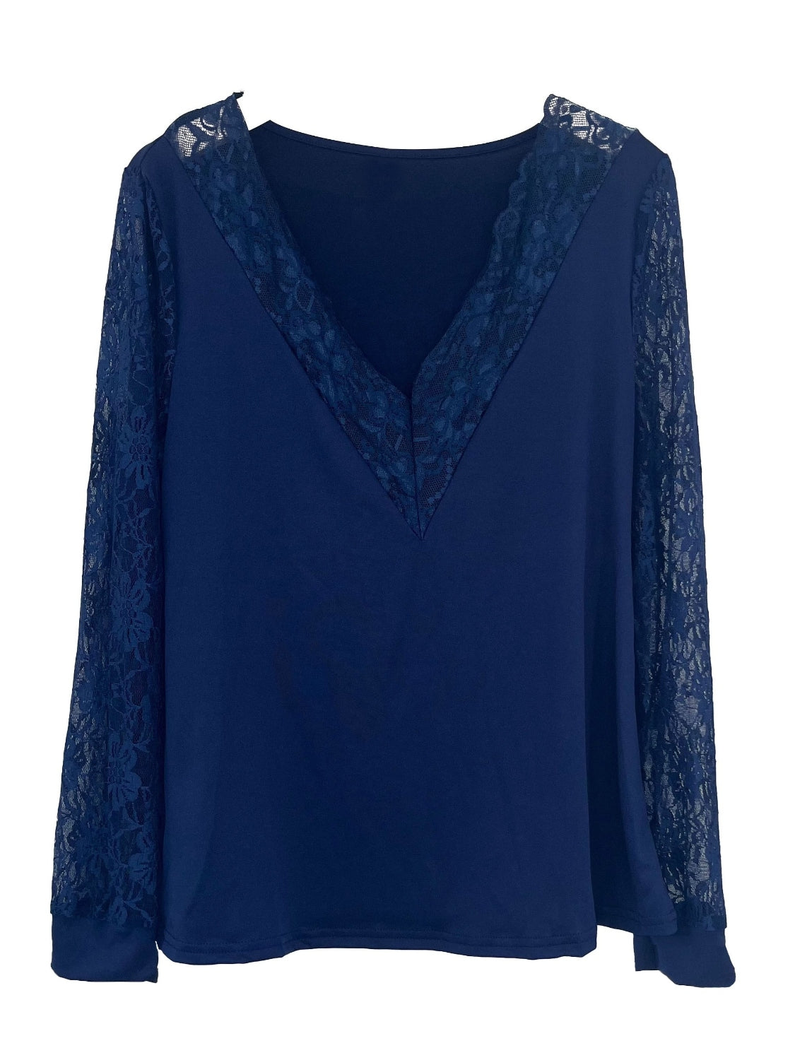 Hazel Blues® |  Lace Detail V-Neck Long Sleeve Blouse