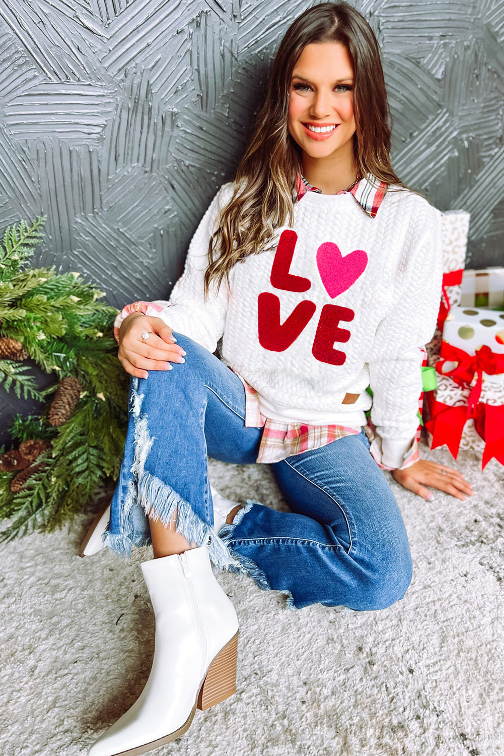 Daisy Kate Embroidered Chenille Sweatshirt