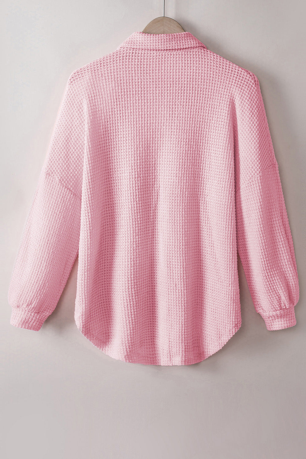 Hazel Blues® |  Waffle-Knit Collared Neck Long Sleeve Shirt