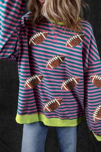 Hazel Blues® |  Striped Football Long Sleeve Sweatshirt