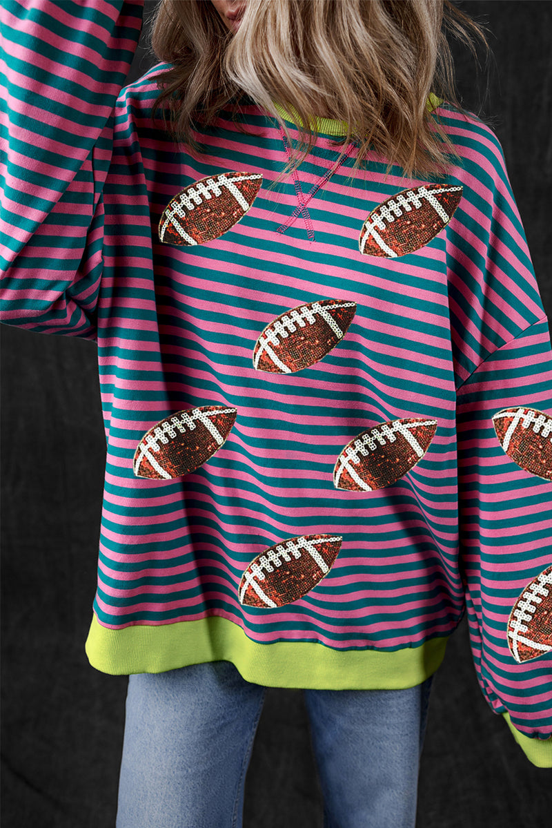 Hazel Blues® |  Striped Football Long Sleeve Sweatshirt