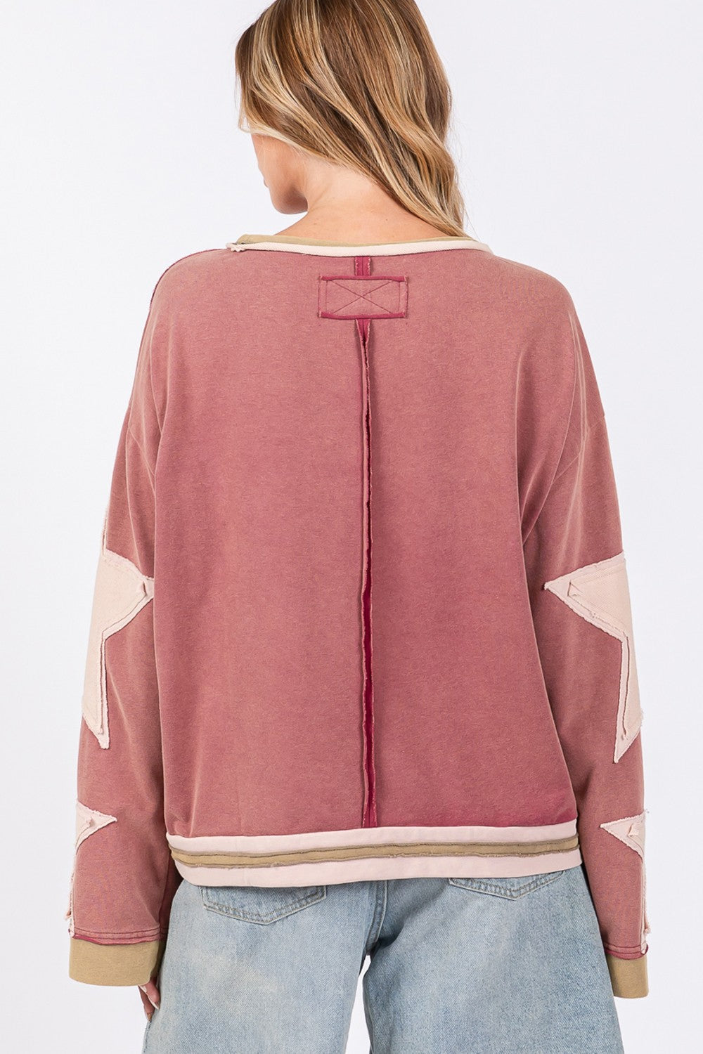 Hazel Blues® |  SAGE + FIG French Terry Star Applique Patch Sweatshirt