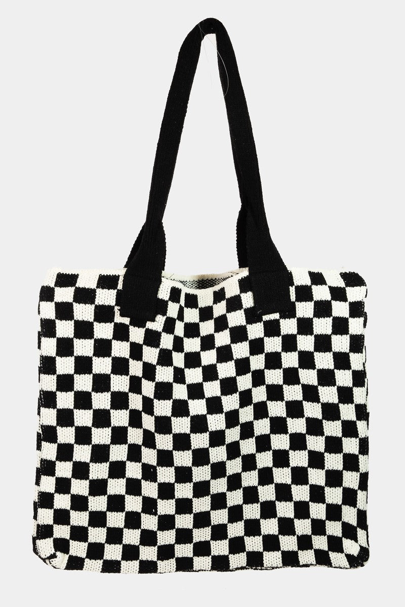 Hazel Blues® |  Fame Checkered Pattern Tote Bag