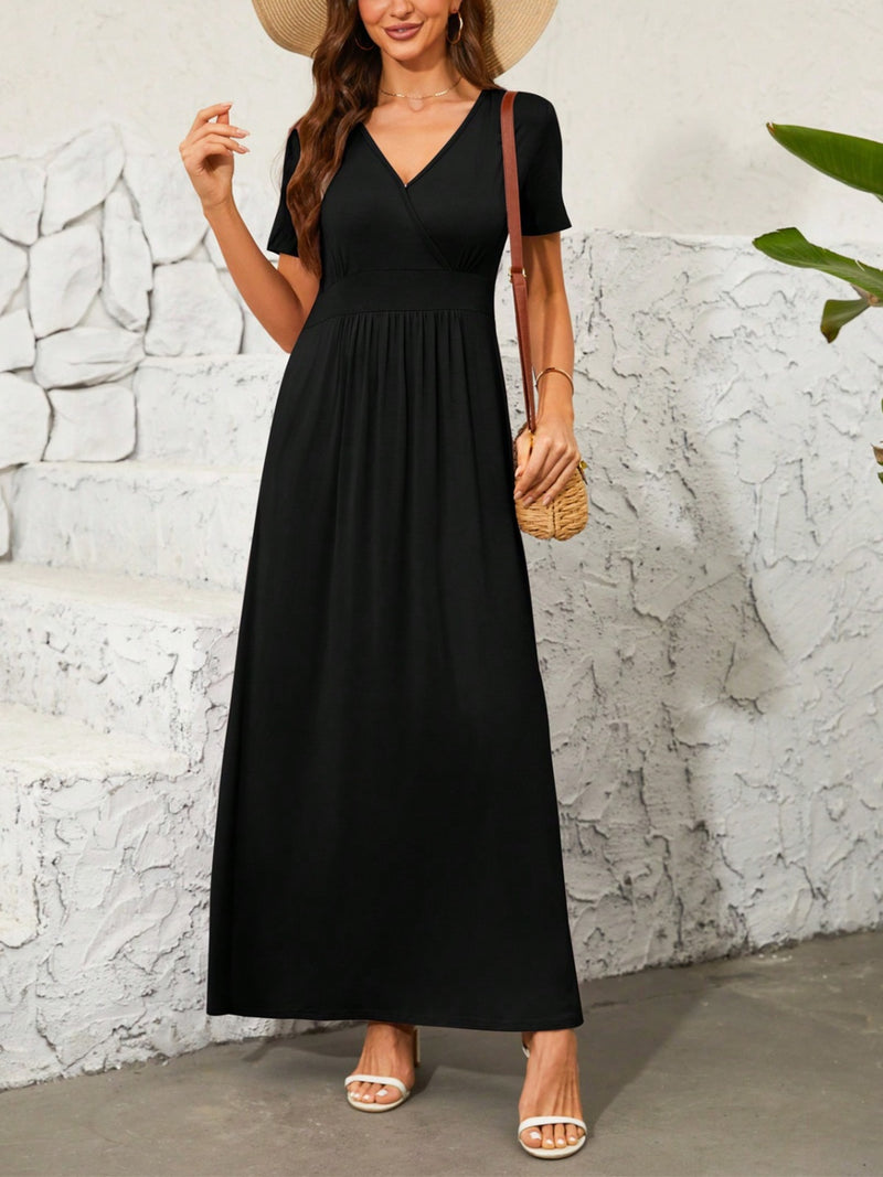 Hazel Blues® |  Surplice Short Sleeve Maxi Dress