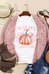 Hazel Blues® |  White Autumn Girly Thanksgiving Bowknot Pumpkin Graphic T Shirt