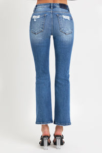 Hazel Blues® |  RISEN Mid Rise Ankle Straight Jeans with Pockets