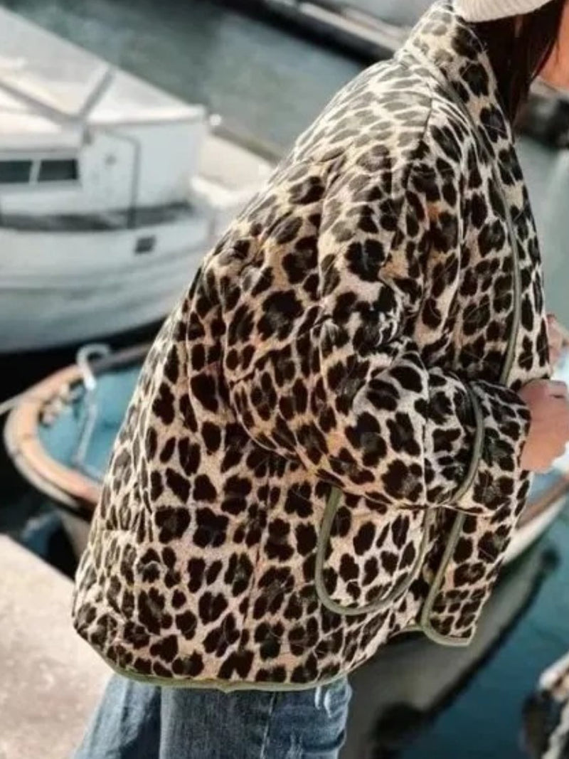 Hazel Blues® |  Leopard Open Front Long Sleeve Outerwear