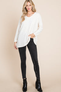 Hazel Blues® |  BOMBOM Checkered Long Sleeve V-Neck T-Shirt